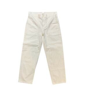 J Crew Pants Womens 29 Natural Relaxed Straight Cargo Cotton Linen Blend Paneled